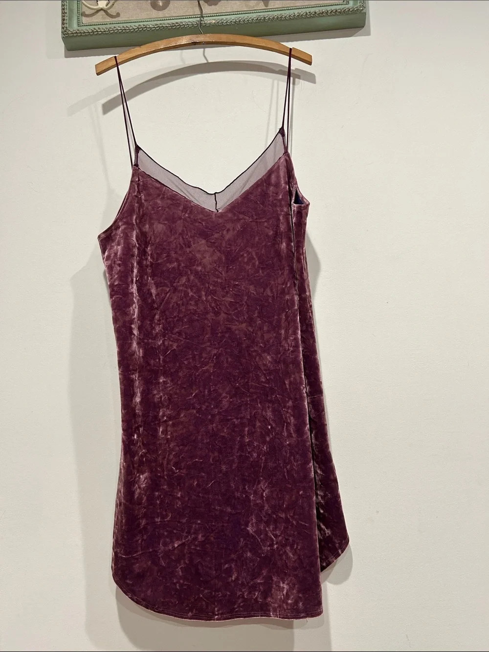 Vintage Y2K Lilac Wine Velvet Slip Mini Dress in Dusty Plum large women’s purple - Picture 1 of 7